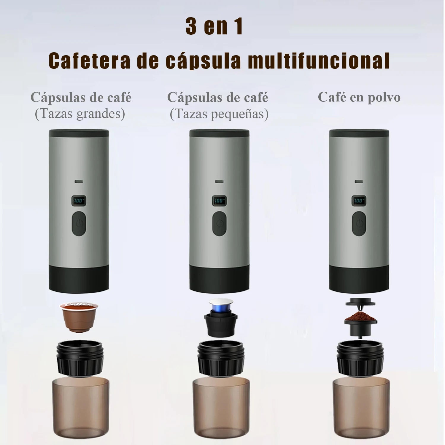 Portable Electric 3-in-1 Capsule Coffee Machine Espresso Machine Wireless Heating Pump Extraction Coffee Cup Digital Display