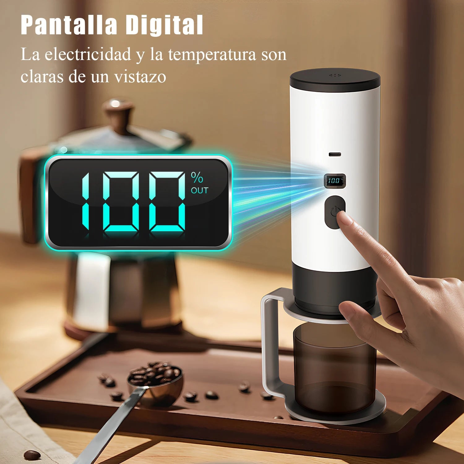 Portable Electric 3-in-1 Capsule Coffee Machine Espresso Machine Wireless Heating Pump Extraction Coffee Cup Digital Display