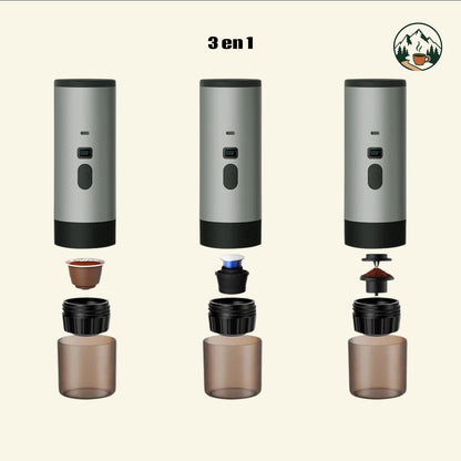Cafetière portable Altacafé 3 en 1 grise, compatible capsules et café moulu avec écran de contrôle numérique