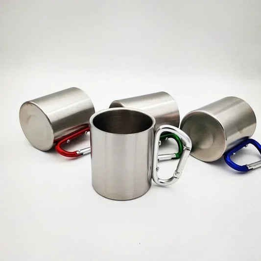 Mugs isothermes Altacafé en acier inoxydable avec mousquetons colorés pour le camping et la randonnée